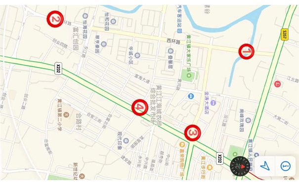 
机械所在黄江镇管控区通行路口图